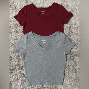 Wild Fable Maroon and Gray Short Sleeve Tees